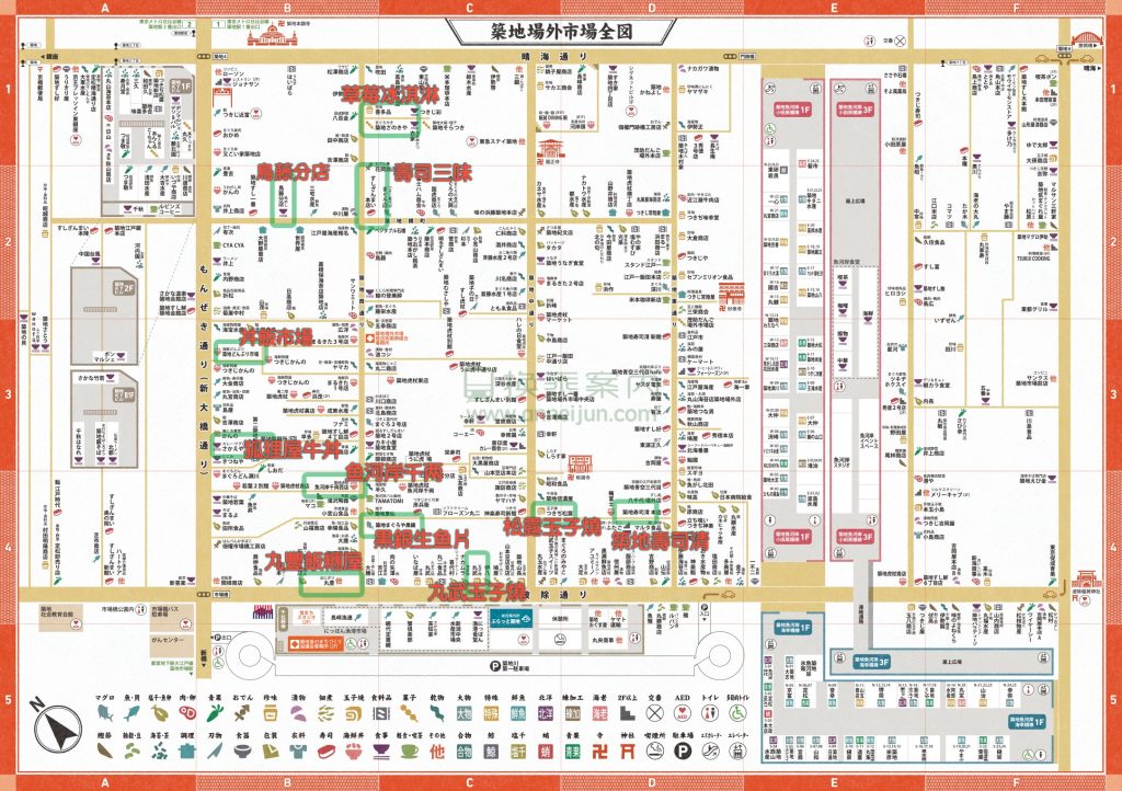 筑地市场美食地图推荐